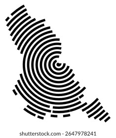 Symbol Map of the city Bergen (Niedersachsen, Germany) showing the city with a black spiral line