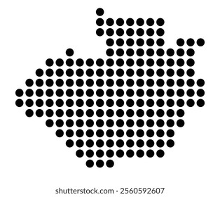 Symbol Map of the City Bergheim (Germany) showing the city with a pattern of just a few black dots