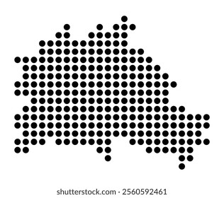 Symbol Map of the City Berlin (Germany) showing the city with a pattern of just a few black dots