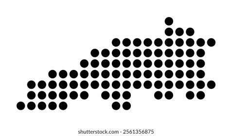 Symbol Map of the City Bern (Switzerland) showing the city with a pattern of just a few black dots