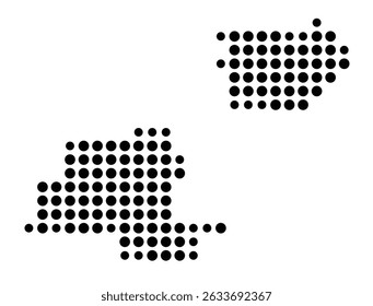Symbol Map of the city Besigheim (Baden-Württemberg, Germany) showing the city with a pattern of just a few black dots