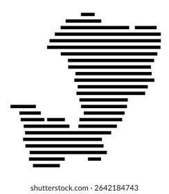 Symbol Map of the city Betzdorf (Rheinland-Pfalz, Germany) showing the area of the city with just a few black horizontal lines