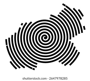 Symbol Map of the city Beverstedt (Niedersachsen, Germany) showing the city with a black spiral line