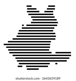 Symbol Map of the city Beverungen (Nordrhein-Westfalen, Germany) showing the area of the city with just a few black horizontal lines