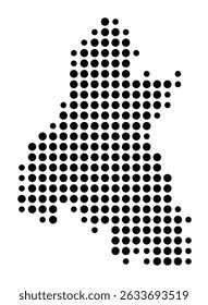 Symbol Map of the city Biebertal (Hessen, Germany) showing the city with a pattern of just a few black dots