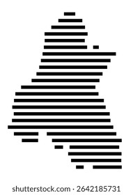 Symbol Map of the city Biebertal (Hessen, Germany) showing the area of the city with just a few black horizontal lines