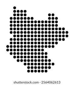 Symbol Map of the City Bilbao (Spain) showing the city with a pattern of just a few black dots