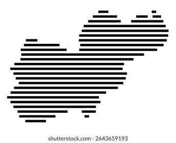Symbol Map of the city Billerbeck (Nordrhein-Westfalen, Germany) showing the area of the city with just a few black horizontal lines