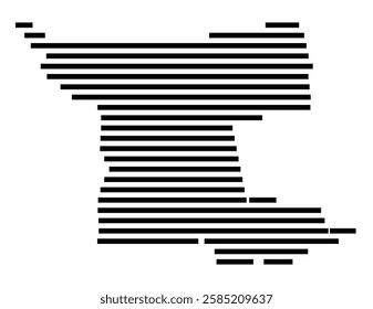 Symbol Map of the City Bingen am Rhein (Germany) showing the city with just a few black horizontal lines