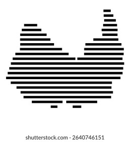 Symbol Map of the city Birkenfeld (Baden-Württemberg, Germany) showing the area of the city with just a few black horizontal lines