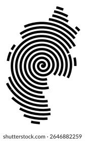 Symbol Map of the city Bischofswerda (Sachsen, Germany) showing the city with a black spiral line