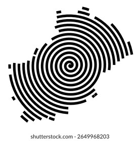 Symbol Map of the city Bissendorf (Niedersachsen, Germany) showing the city with a black spiral line