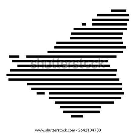 Symbol Map of the city Bitburg (Rheinland-Pfalz, Germany) showing the area of the city with just a few black horizontal lines