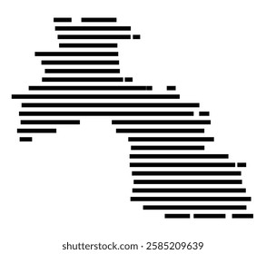 Symbol Map of the City Bitterfeld-Wolfen (Germany) showing the city with just a few black horizontal lines