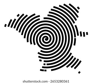 Mapa de símbolos da cidade Blaubeuren (Baden-Württemberg, Alemanha) mostrando a cidade com uma linha espiral preta