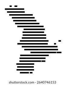 Symbol Map of the city Blaustein (Baden-Württemberg, Germany) showing the area of the city with just a few black horizontal lines
