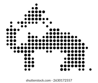 Symbol Map of the city Bleicherode (Thüringen, Germany) showing the city with a pattern of just a few black dots