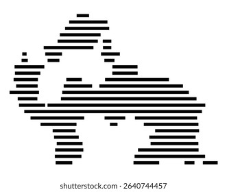 Symbol Map of the city Bleicherode (Thüringen, Germany) showing the area of the city with just a few black horizontal lines