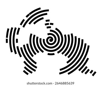 Symbol Map of the city Bleicherode (Thüringen, Germany) showing the city with a black spiral line