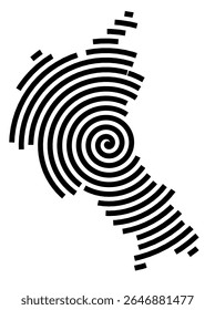 Symbol Map of the city Blieskastel (Saarland, Germany) showing the city with a black spiral line