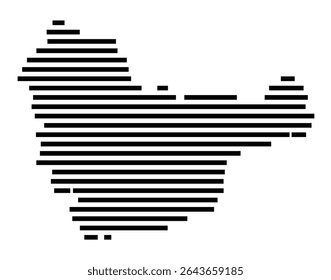 Mapa de símbolos da cidade Blomberg (Nordrhein-Westfalen, Alemanha) mostrando a área da cidade com apenas algumas linhas horizontais pretas