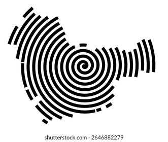 Symbol Map of the city Blomberg (Nordrhein-Westfalen, Germany) showing the city with a black spiral line