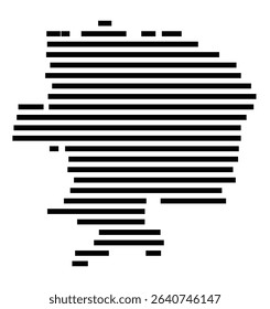 Symbol Map of the city Blumberg (Baden-Württemberg, Germany) showing the area of the city with just a few black horizontal lines