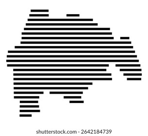 Symbol Map of the city Bobenheim-Roxheim (Rheinland-Pfalz, Germany) showing the area of the city with just a few black horizontal lines