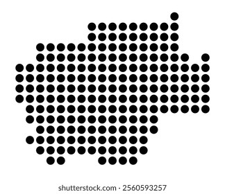 Symbol Map of the City Bochum (Germany) showing the city with a pattern of just a few black dots