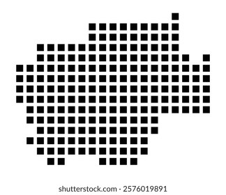 Symbol Map of the City Bochum (Germany) showing the city with a pattern of just a few black squares