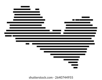 Symbol Map of the city Bogen (Bayern, Germany) showing the area of the city with just a few black horizontal lines