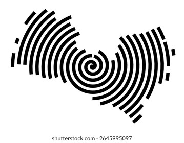 Mapa de símbolos da cidade Bogen (Bayern, Germany) mostrando a cidade com uma linha espiral preta