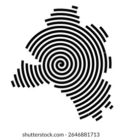 Symbol Map of the city Boizenburg_Elbe (Mecklenburg-Vorpommern, Germany) showing the city with a black spiral line