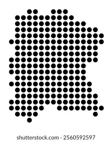 Symbol Map of the City Bonn (Germany) showing the city with a pattern of just a few black dots