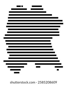 Symbol Map of the City Bonn (Germany) showing the city with just a few black horizontal lines