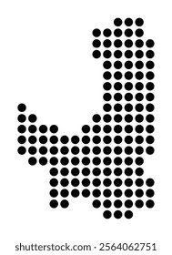 Symbol Map of the City Bordeaux (France) showing the city with a pattern of just a few black dots