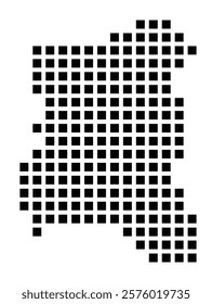 Symbol Map of the City Borken (Germany) showing the city with a pattern of just a few black squares