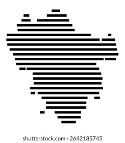 Symbol Map of the city Borken (Hessen) (Hessen, Germany) showing the area of the city with just a few black horizontal lines