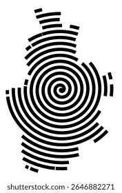 Symbol Map of the city Borna (Sachsen, Germany) showing the city with a black spiral line