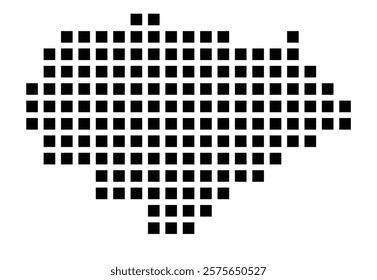 Symbol Map of the City Bornheim (Germany) showing the city with a pattern of just a few black squares