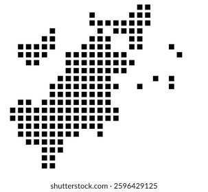 Symbol Map of the City Boston (Massachusetts) showing the city with a pattern of just a few black squares