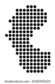 Symbol Map of the City Bottrop (Germany) showing the city with a pattern of just a few black dots