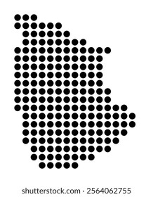 Symbol Map of the City Boulogne-Billancourt (France) showing the city with a pattern of just a few black dots