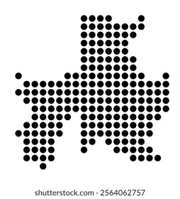 Symbol Map of the City Bourges (France) showing the city with a pattern of just a few black dots