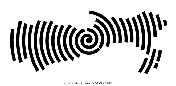 Symbol Map of the city Bovenden (Niedersachsen, Germany) showing the city with a black spiral line