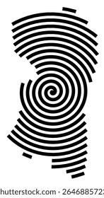 Symbol Map of the city Brake (Unterweser) (Niedersachsen, Germany) showing the city with a black spiral line