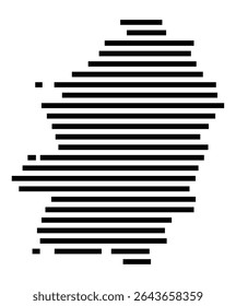 Symbol Map of the city Brakel (Nordrhein-Westfalen, Germany) showing the area of the city with just a few black horizontal lines
