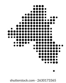 Symbol Map of the city Oberkrämer (Brandenburg, Germany) showing the city with a pattern of just a few black dots