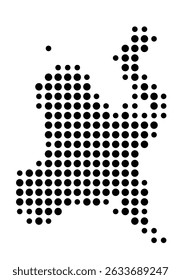 Symbol Map of the city Eisenhüttenstadt (Brandenburg, Germany) showing the city with a pattern of just a few black dots