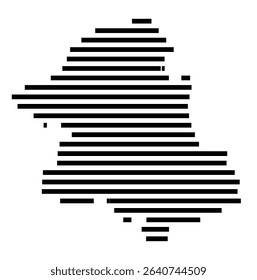 Symbol Map of the city Angermünde (Brandenburg, Germany) showing the area of the city with just a few black horizontal lines